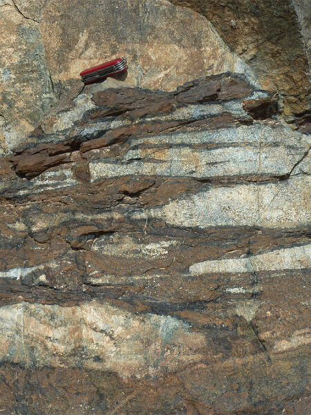 fossile Moho, Grenze Gabbro-Peridotit, Wadi al Abyad, Oman, Ophiolith, Kreide